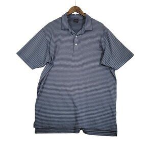 Dunning Golf Mens Blue & White Striped Polo Shirt Size L